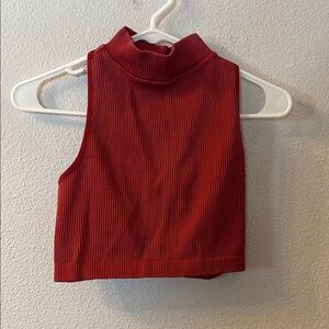 Dynamic Red Sleeveless Ribbed Top one size